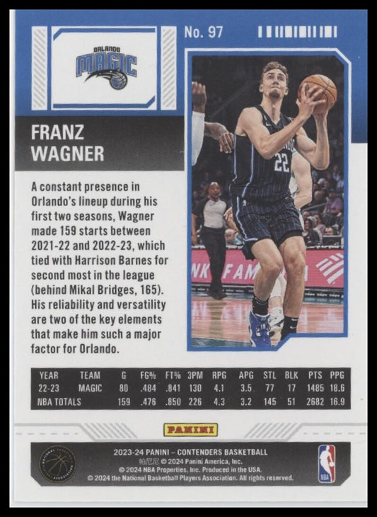2023-24 Panini Contenders #97 Franz Wagner Season Ticket Premium Edition