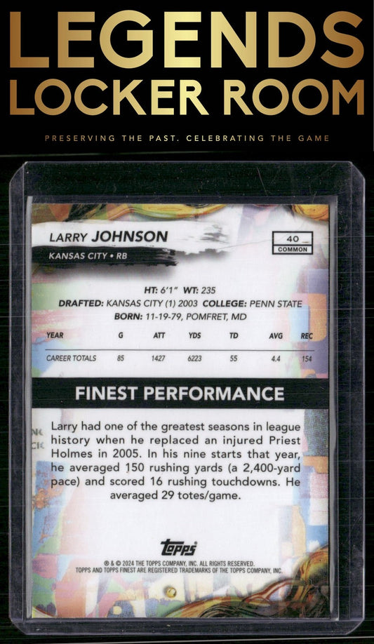 2024 Finest #40 Larry Johnson Blue Checkerboard Refractor #/99