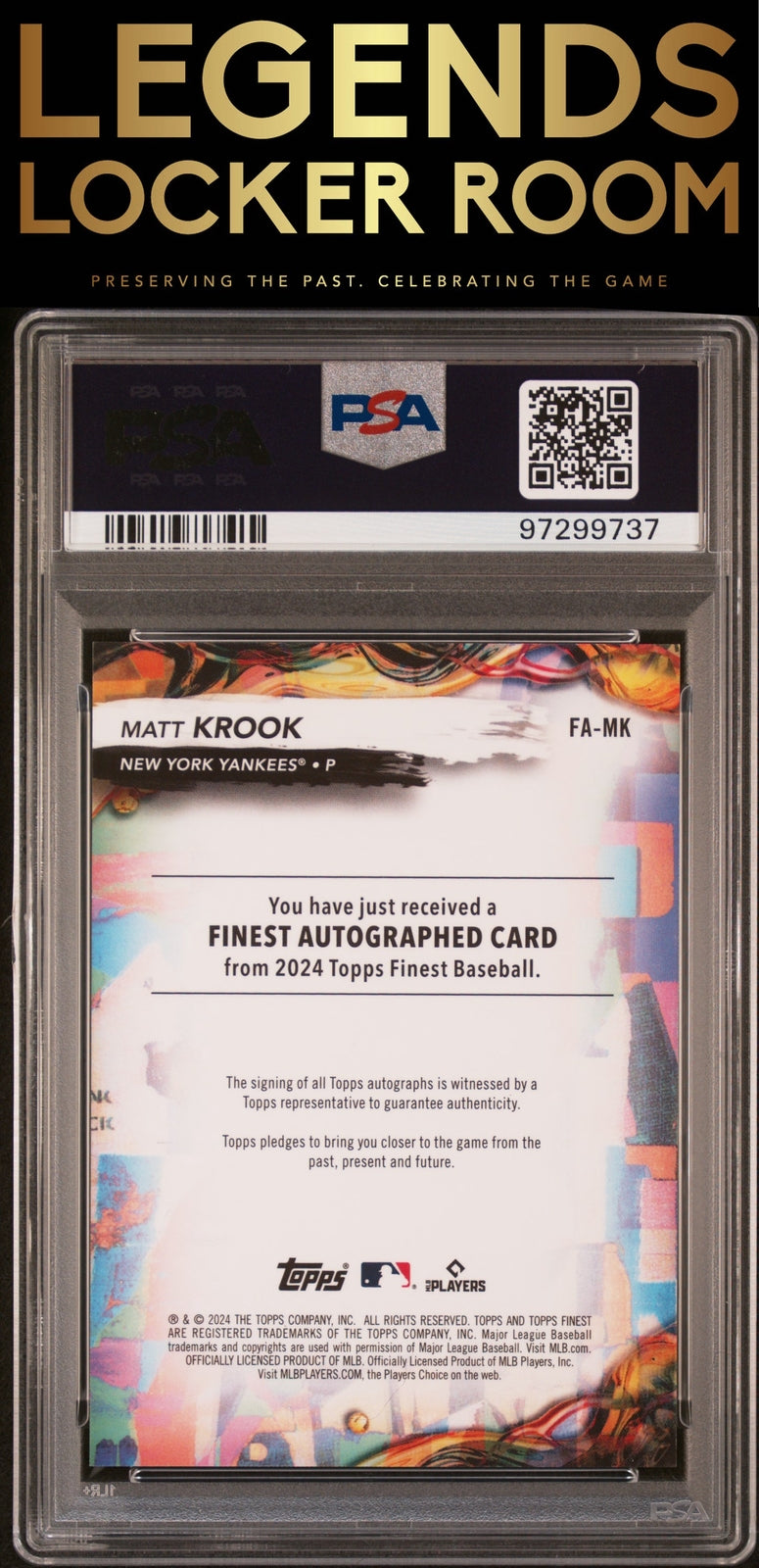 2024 Topps Finest Finest Autographs #FAMK Matt Krook PSA 9
