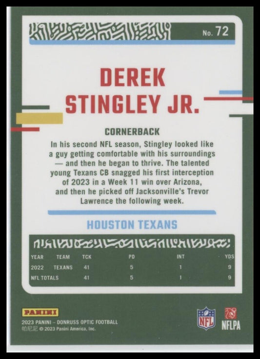 2023 Donruss Optic #72 Derek Stingley Jr.