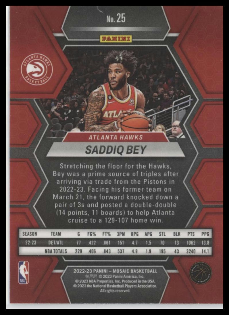 2022-23 Panini Mosaic #25 Saddiq Bey