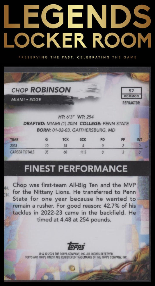 2024 Finest #57 Chop Robinson Refractor