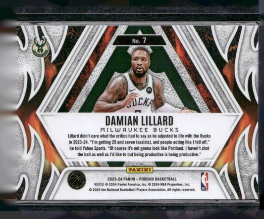 2023-24 Panini Phoenix #7 Damian Lillard Fire Forged