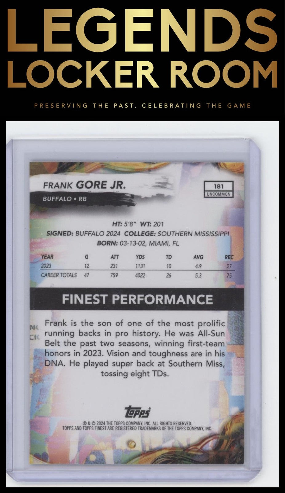 2024 Finest #181 Frank Gore Jr. /75