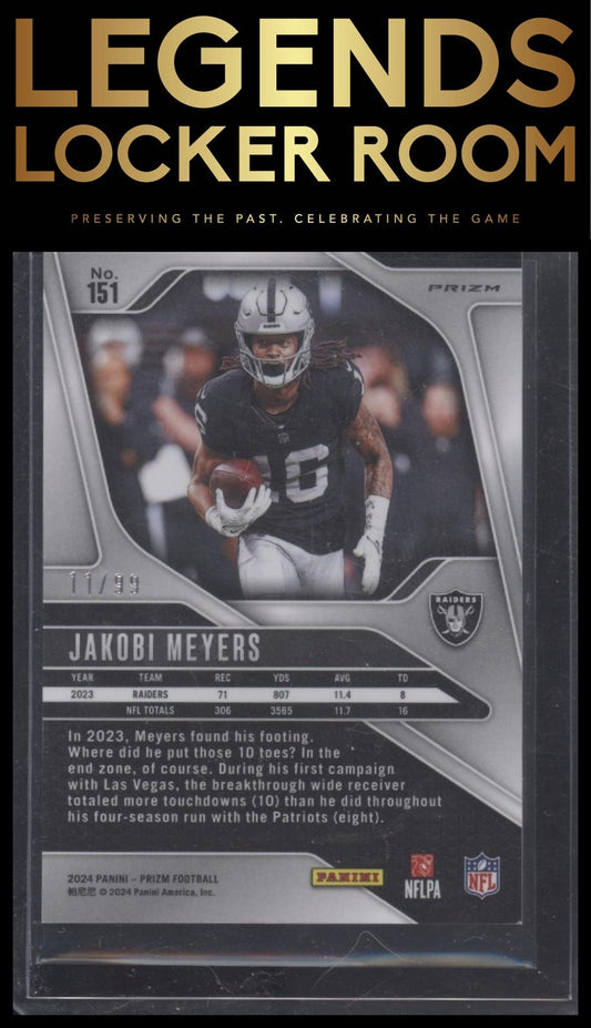 2024 Panini Prizm #151 Jakobi Meyers Blue Ice #/99