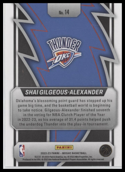 2022-23 Panini Mosaic #14 Shai Gilgeous-Alexander Thunder Road