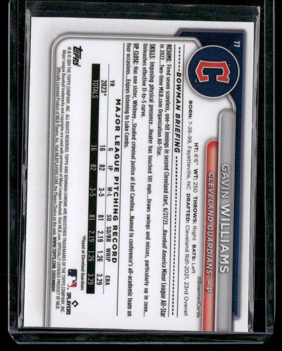 2024 Bowman Chrome #77 Gavin Williams