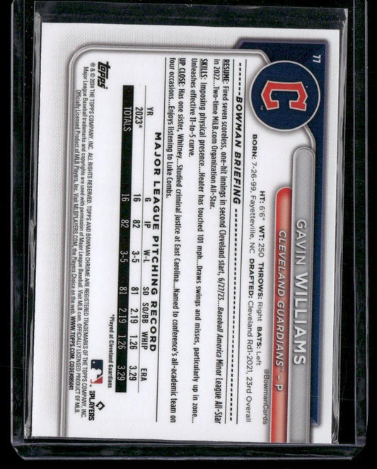2024 Bowman Chrome #77 Gavin Williams