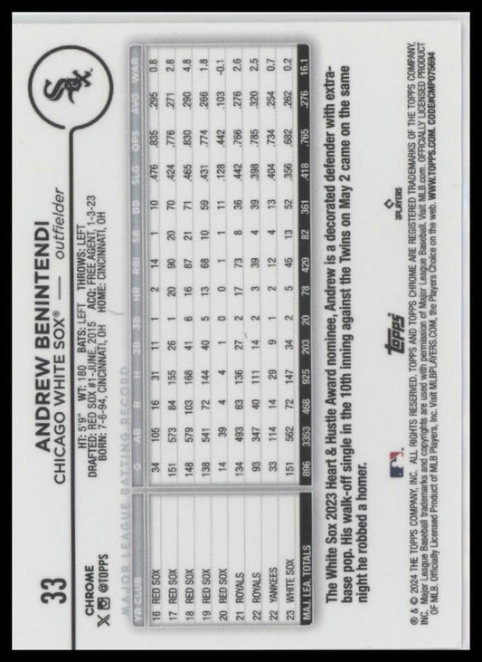 2024 Topps Chrome #33 Andrew Benintendi