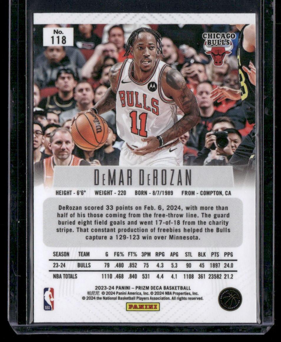 2023-24 Panini Prizm Deca #118 DeMar DeRozan
