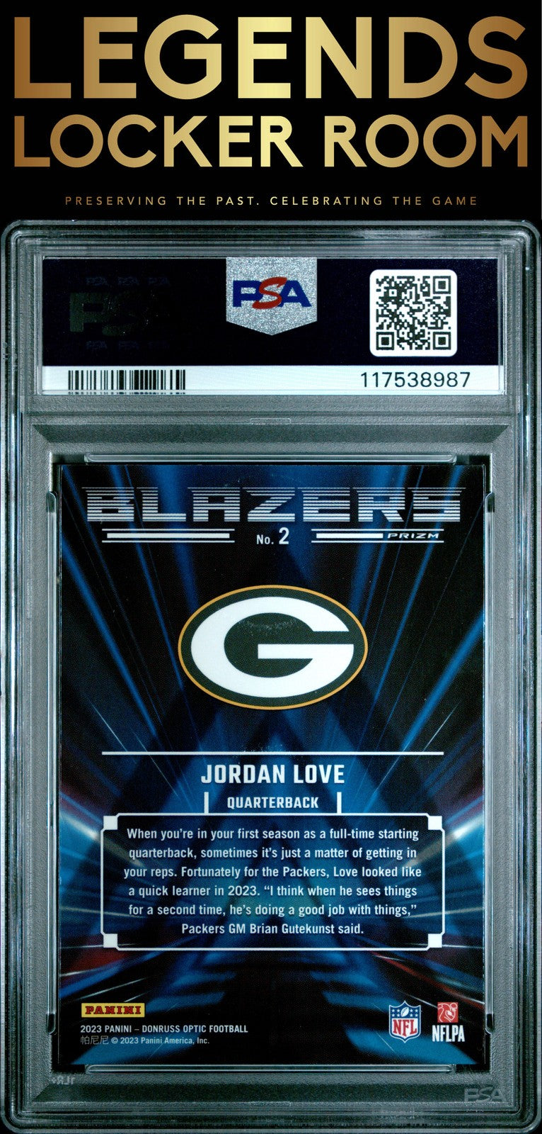2023 Panini Donruss Optic Blazers #2 Jordan Love PSA 10