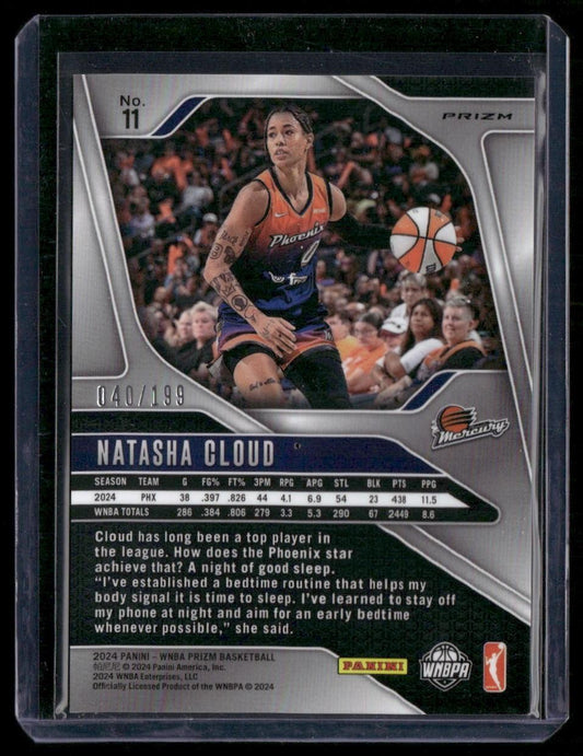 2024 Panini Prizm WNBA #11 Natasha Cloud Blue Prizms #/199