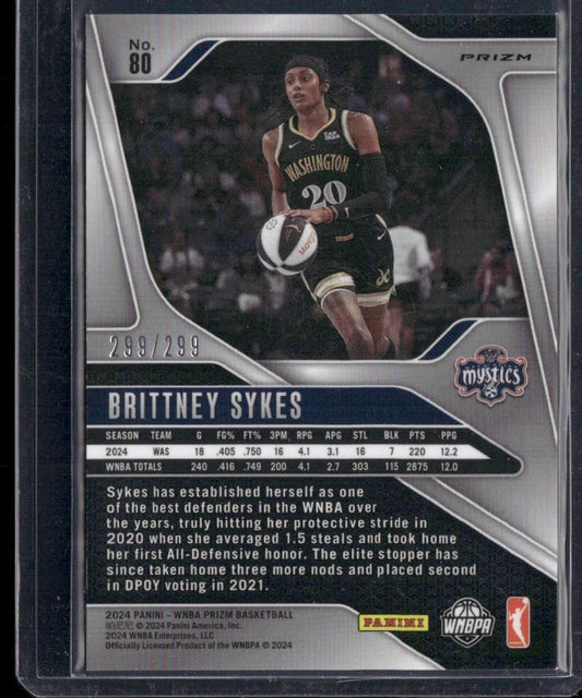 2024 Panini Prizm WNBA #80 Brittney Sykes Red Prizms #/299