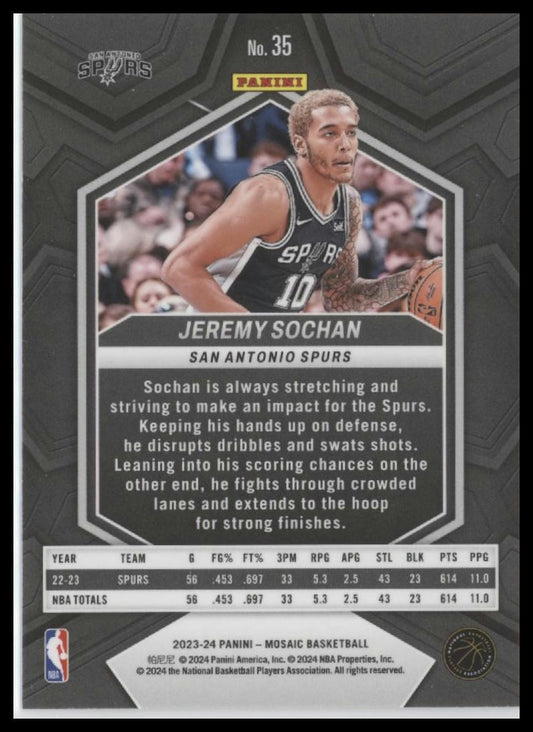 2023-24 Panini Mosaic #35 Jeremy Sochan