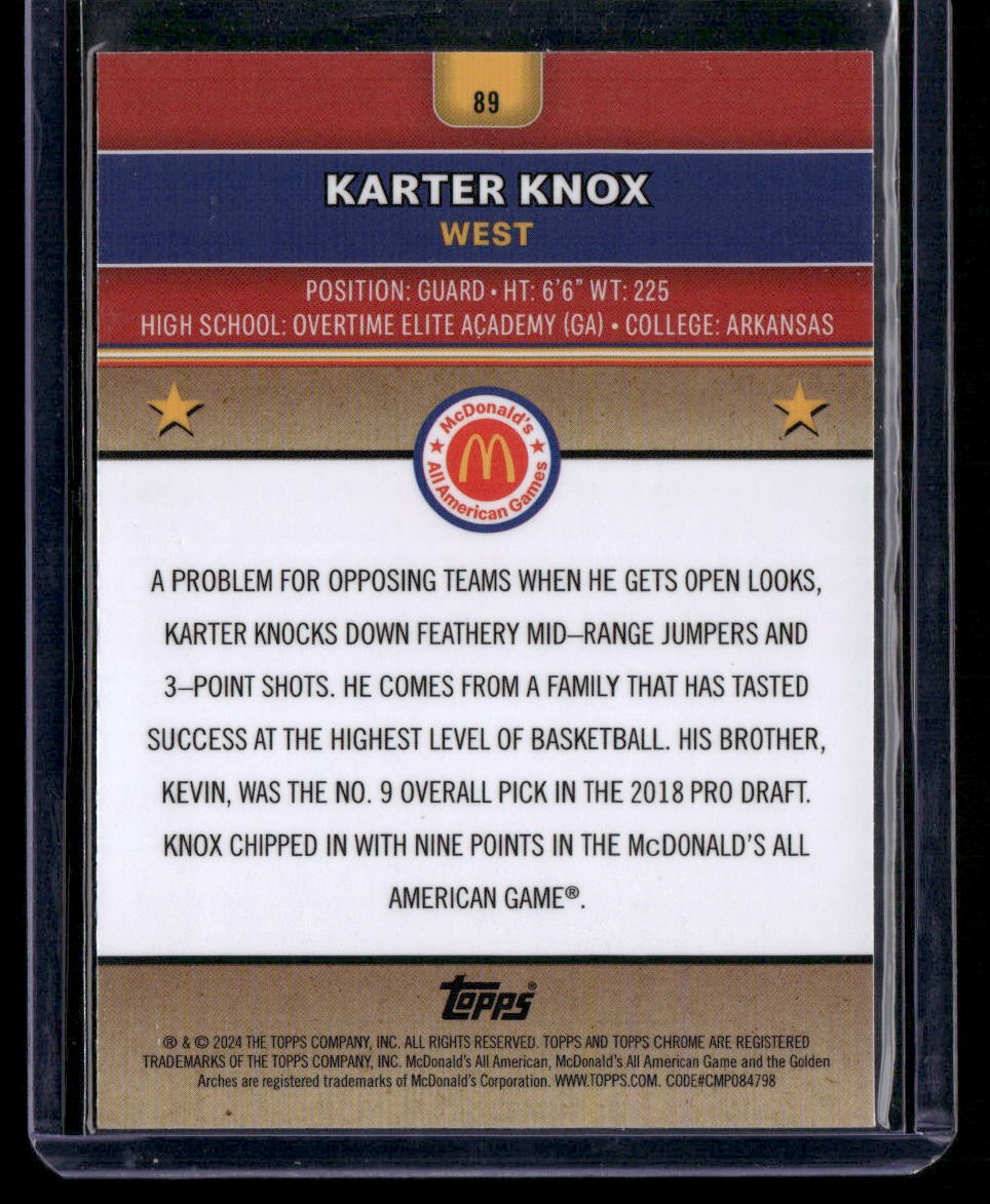 2024 Topps Chrome McDonald's All-American #89 Karter Knox