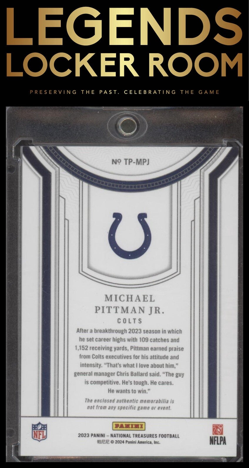 2023 Panini National Treasures Michael Pittman Jr. Treasured Patches #/49