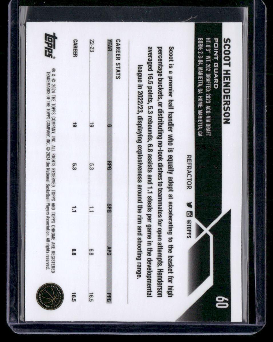 2023-24 Topps Chrome #60 Scoot Henderson Refractors