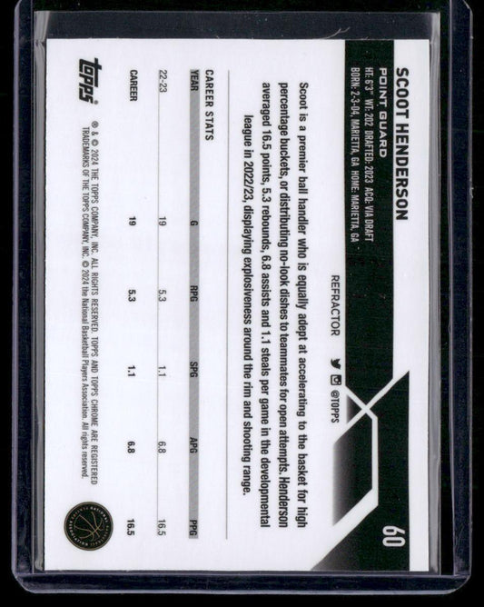 2023-24 Topps Chrome #60 Scoot Henderson Refractors