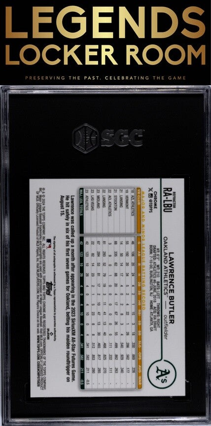 2024 Topps Chrome #RA-LBU Lawrence Butler Rk. Auto. Ref. SGC 9