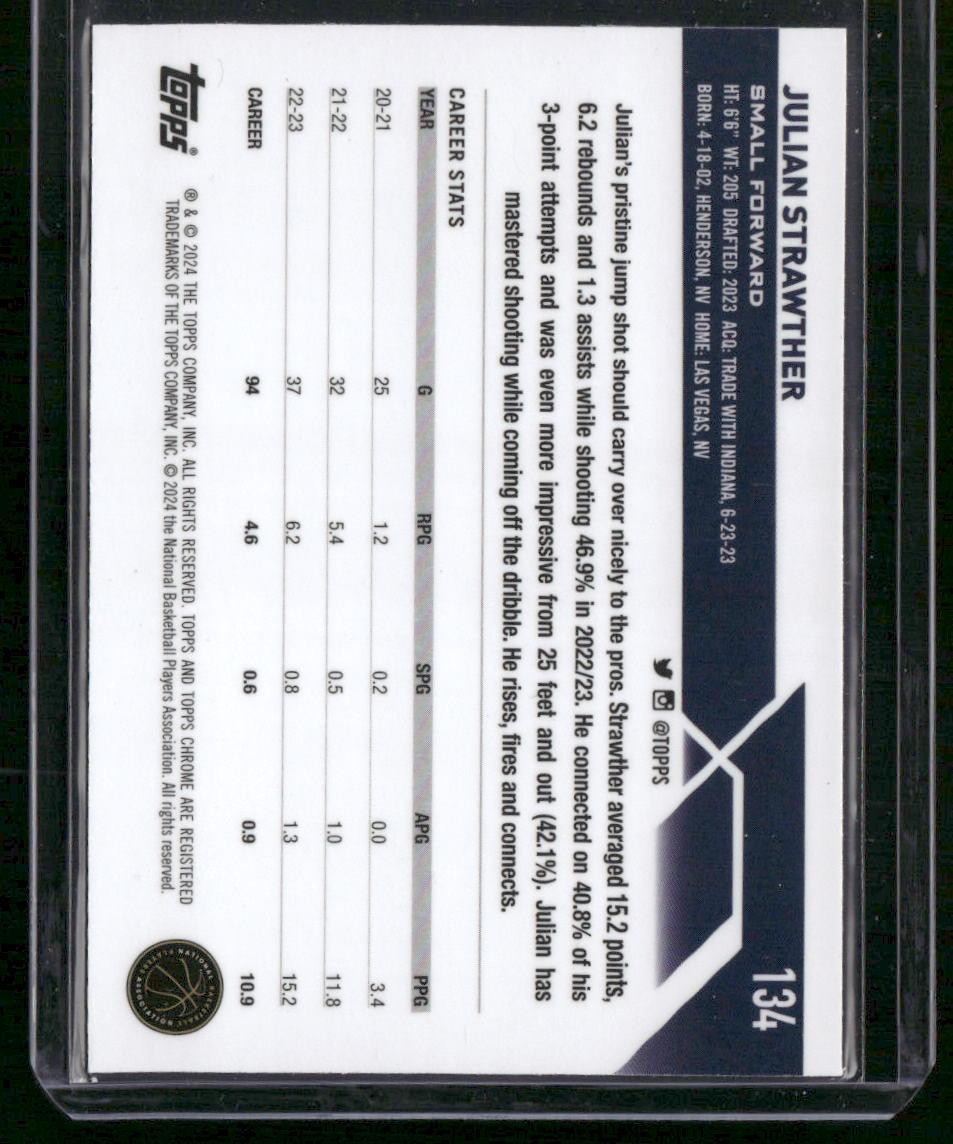 2023-24 Topps Chrome #134 Julian Strawther