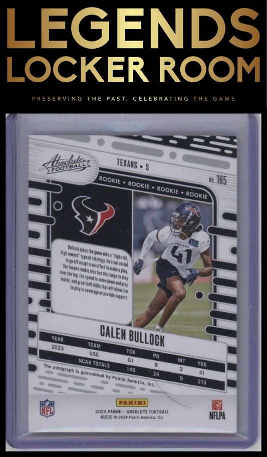 2024 Panini Absolute #165 Calen Bullock Signature Rookies Spectrum Red #/100