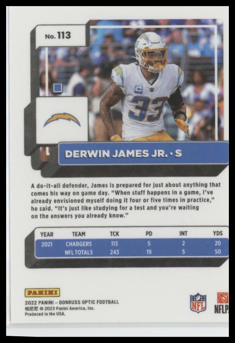 2022 Donruss Optic #113 Derwin James Jr.