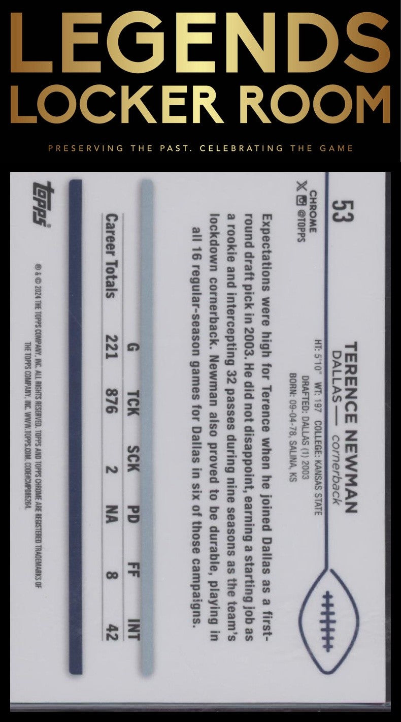 2024 Topps Chrome #53 Terence Newman Gold Geometric Refractor #/50