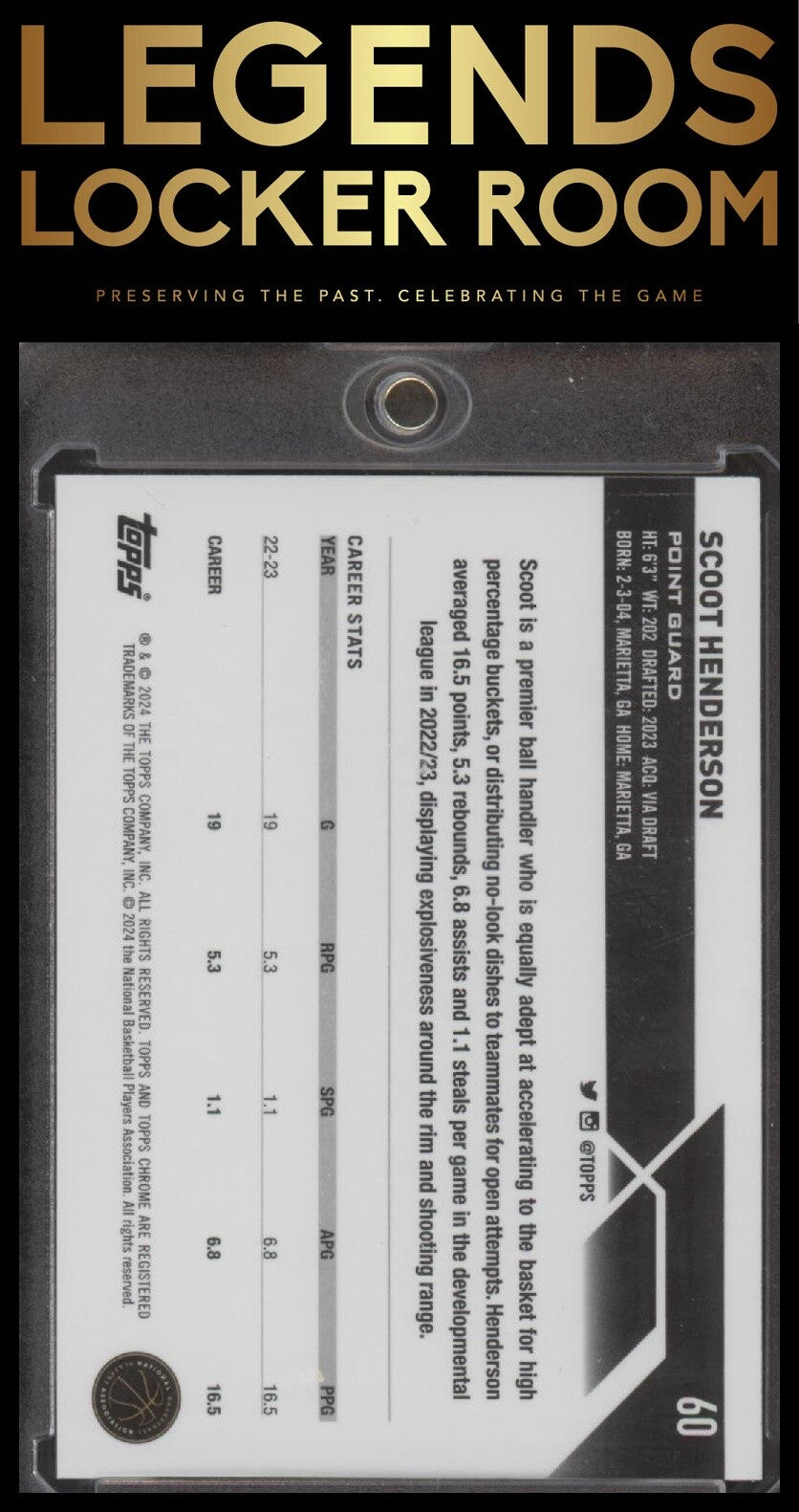 2023-24 Topps Chrome #60 Scoot Henderson Green Refractors #/99