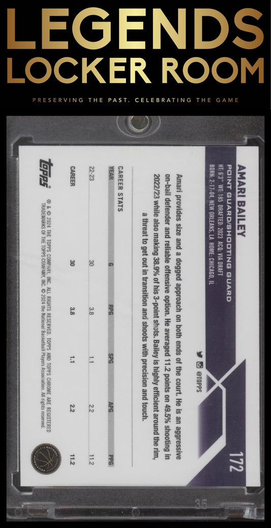 2023-24 Topps Chrome #172 Amari Bailey Green Refractors #/99