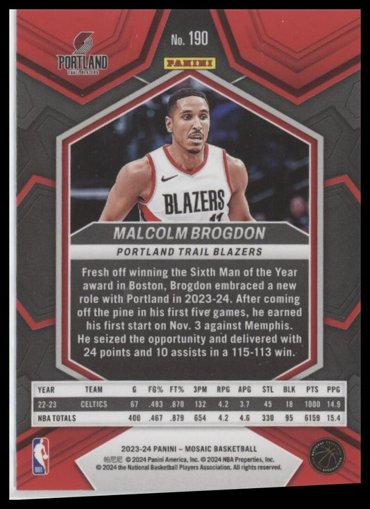 2023-24 Panini Mosaic #190 Malcolm Brogdon