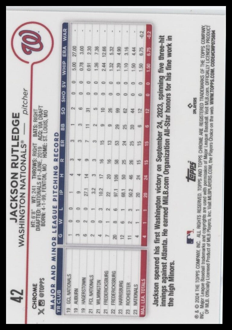 2024 Topps Chrome #42 Jackson Rutledge