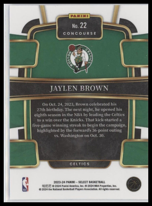 2023-24 Panini Select #22 Jaylen Brown Blue (Retail Base)
