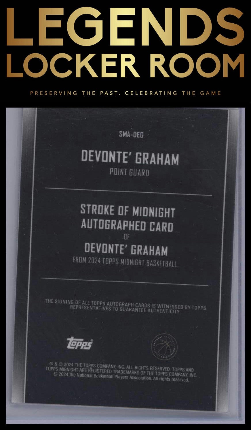 2023-24 Topps Midnight #SMA-DEG Devonte' Graham Stroke of Midnight Autographs