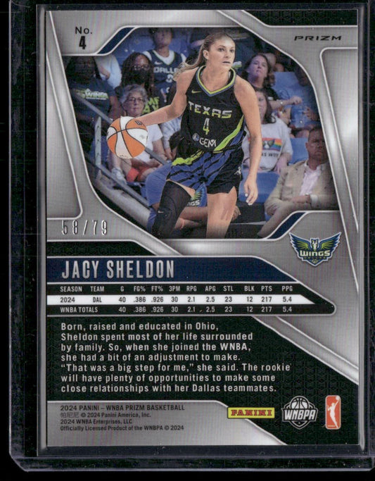 2024 Panini Prizm WNBA #4 Jacy Sheldon Pink Velocity Prizms #/79