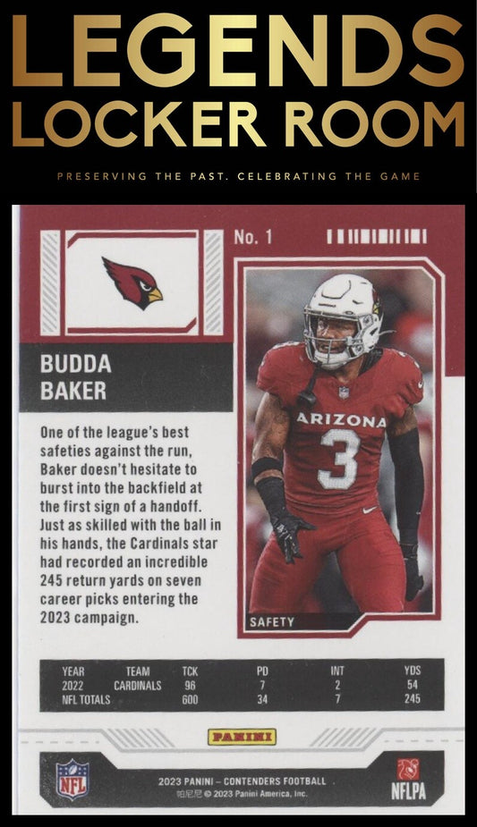 2023 Panini Contenders #1 Budda Baker Season Ticket Retail