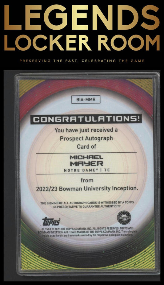 2022-23 Bowman University Inception Michael Mayer Base Auto Gold /50