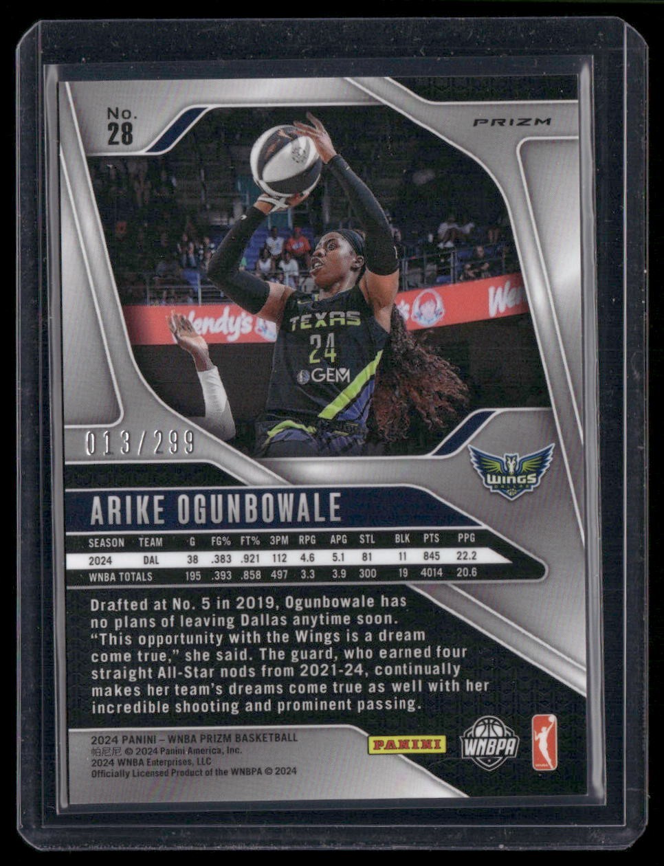 2024 Panini Prizm WNBA #28 Arike Ogunbowale Red Prizms #/299
