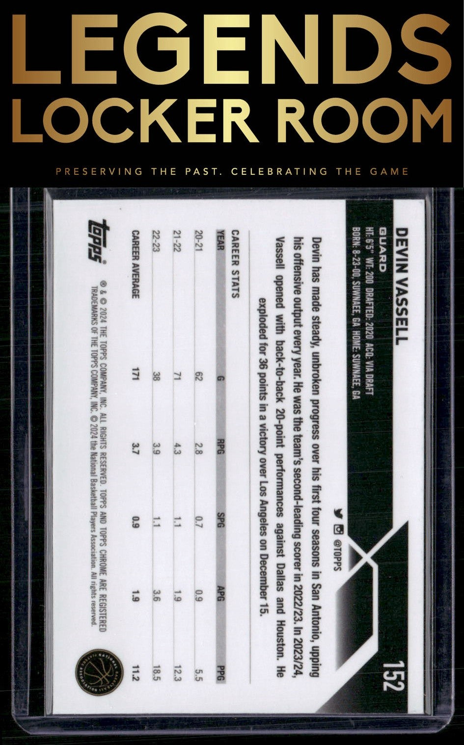 2023-24 Topps Chrome Sapphire Edition #152 Devin Vassell