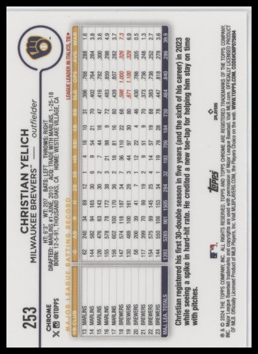 2024 Topps Chrome #253 Christian Yelich