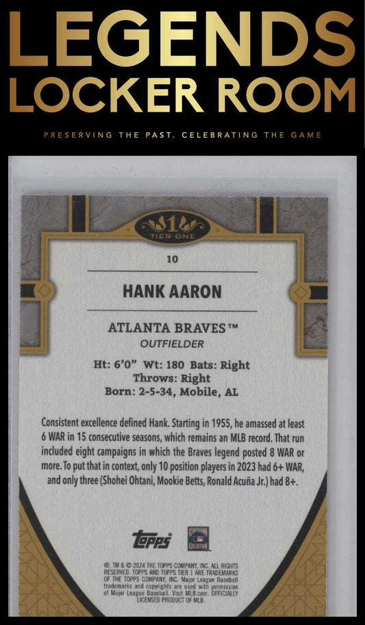 2024 Topps Tier One #10 Hank Aaron Silver Foil