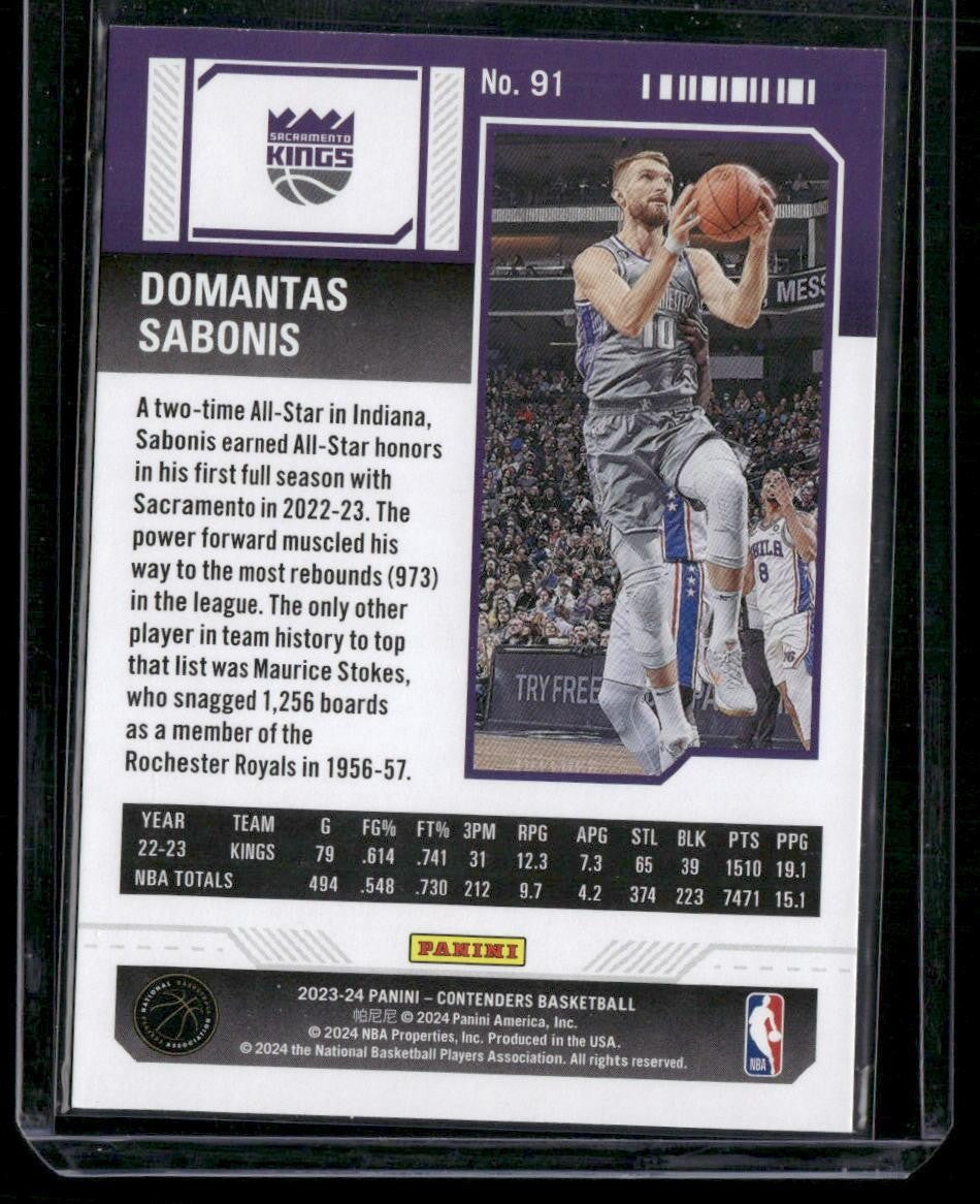 2023-24 Panini Contenders #91 Domantas Sabonis Season Ticket Retail