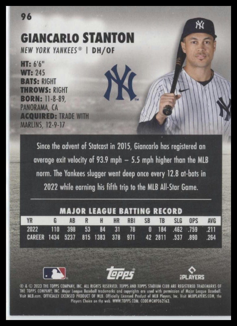 2023 Stadium Club #96 Giancarlo Stanton