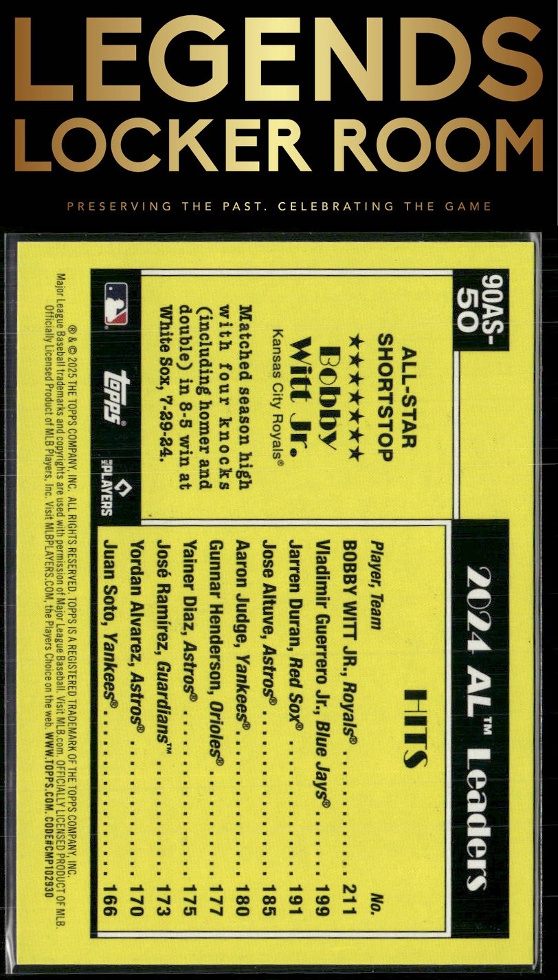 2025 Topps Bobby Witt Jr. 1990 Topps Baseball 35th Anniversary All-Stars