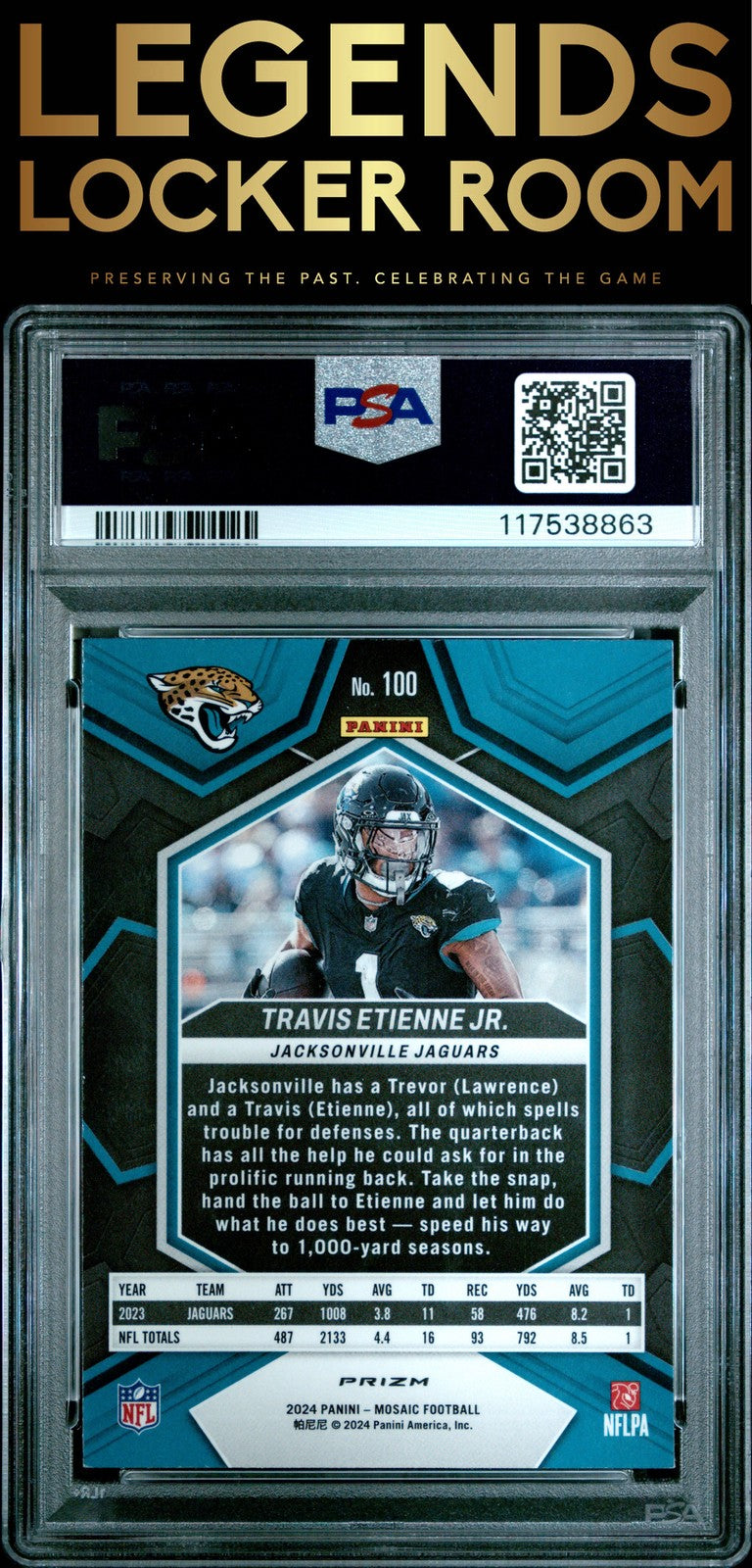 2024 Panini Mosaic #100 Travis Etienne Jr. Genesis PSA 9
