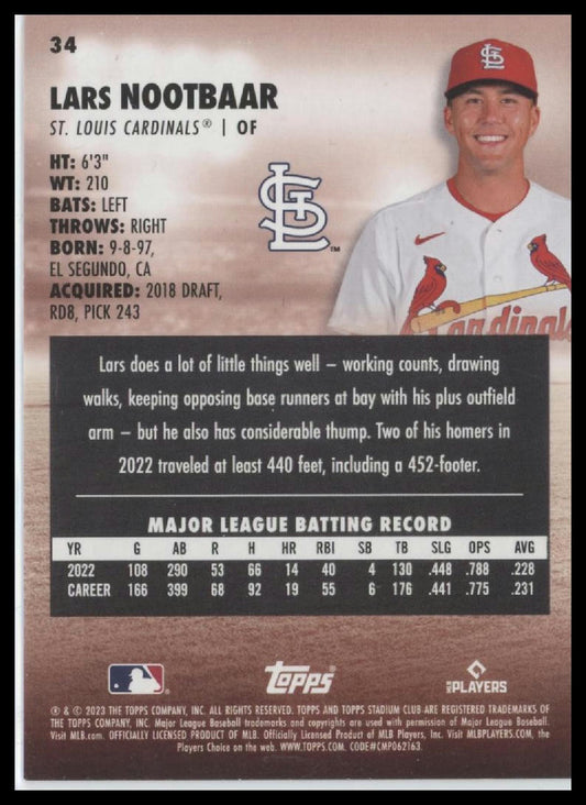 2023 Stadium Club #34 Lars Nootbaar Red Foil