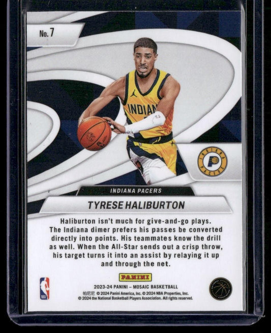 2023-24 Panini Mosaic #7 Tyrese Haliburton Give and Go
