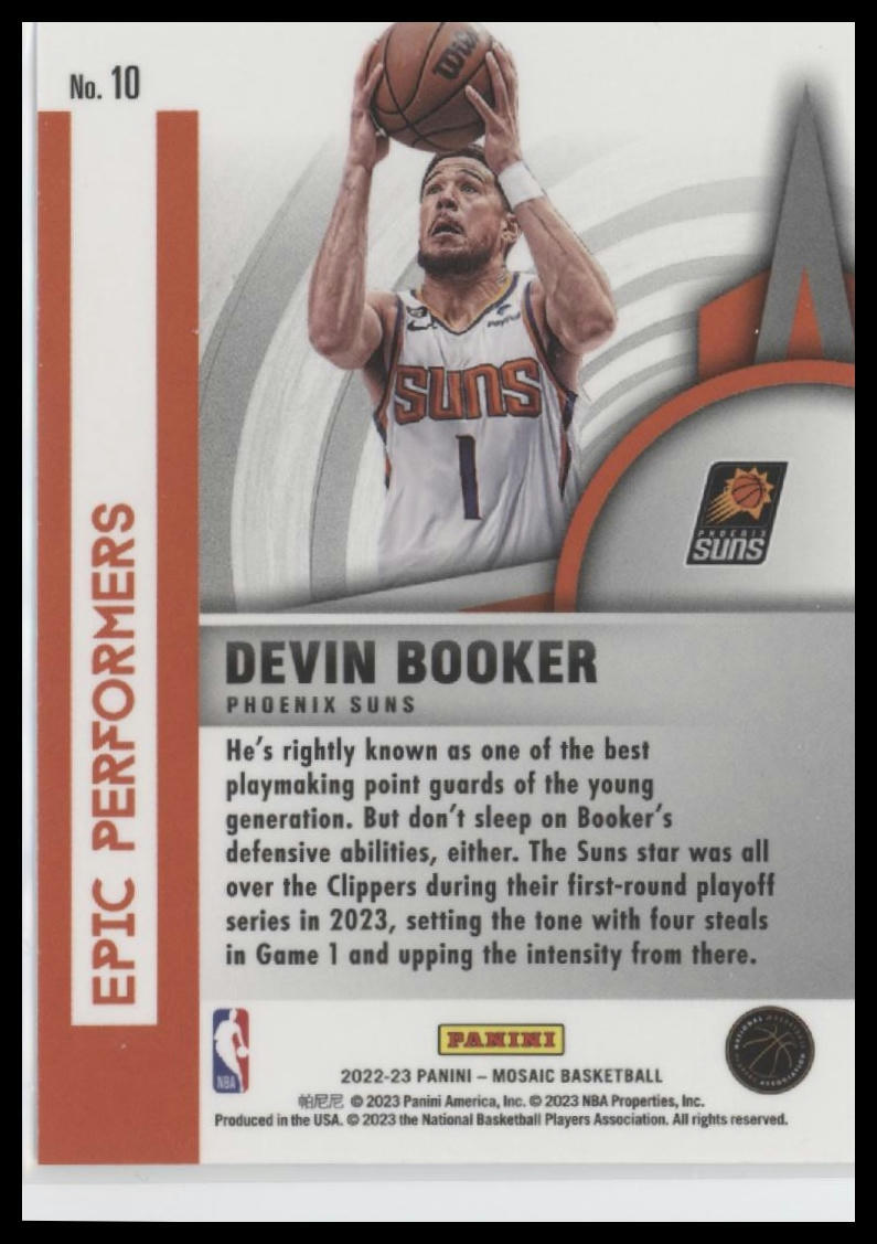 2022-23 Panini Mosaic #10 Devin Booker Epic Performers