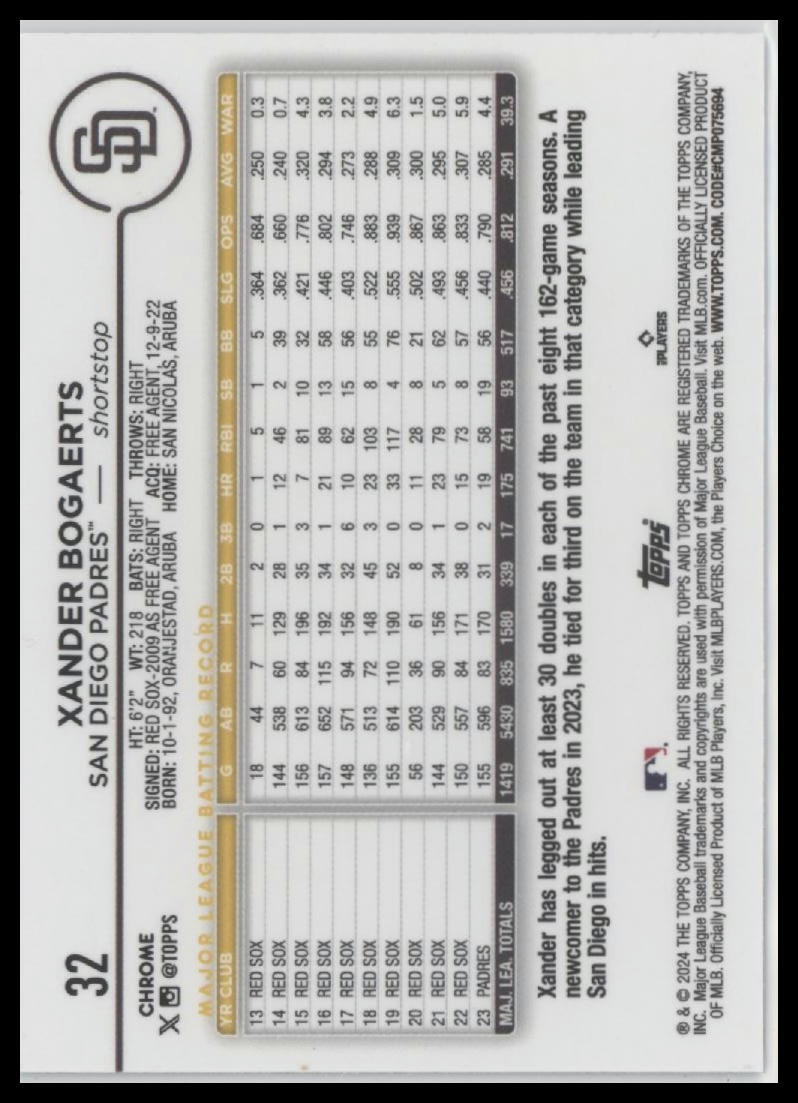 2024 Topps Chrome #32 Xander Bogaerts