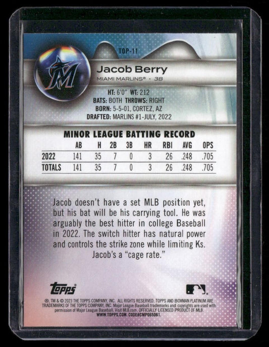 2023 Bowman Platinum #TOP-11 Jacob Berry Top Prospects