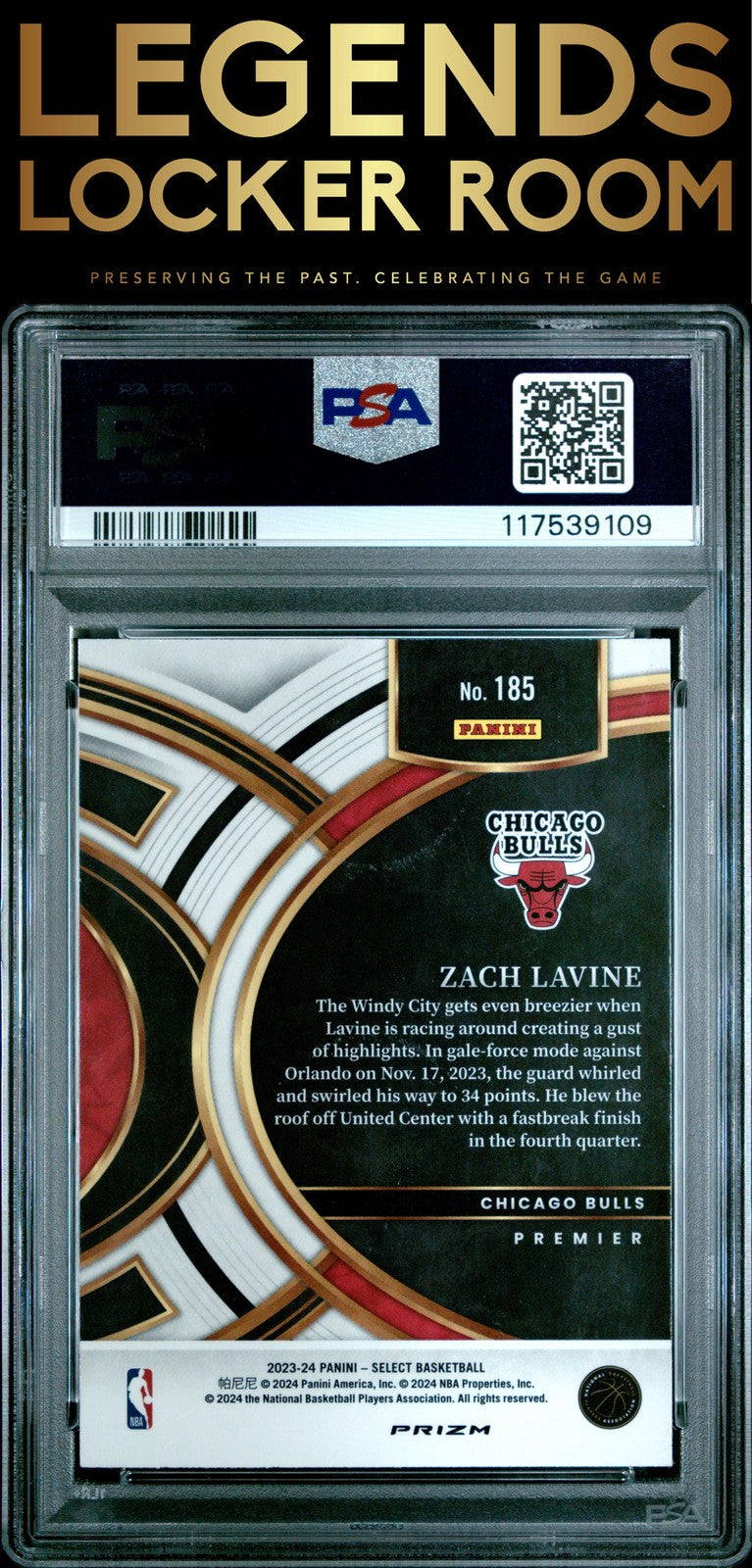 2023 Panini Select #185 Zach Lavine Tiger Prizm PSA 7